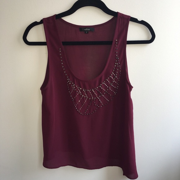 Asymmetrical sheer beaded top - Picture 1 of 3